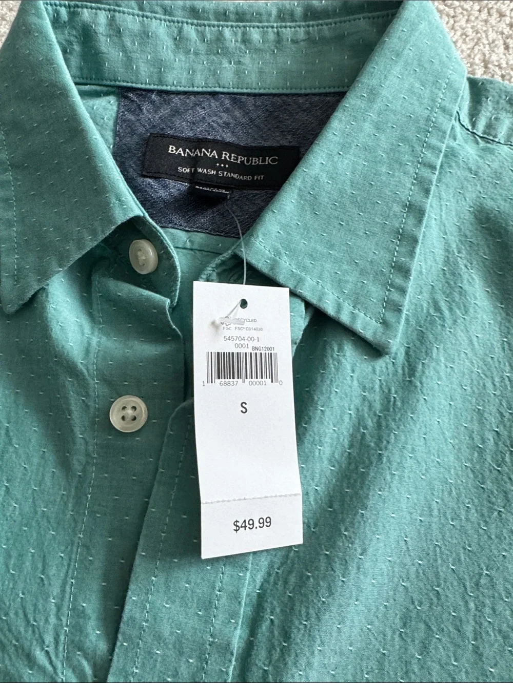Banana Republic Short-Sleeve Button-Down Shirt - Teal (NWT)